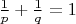 $\frac 1 p + \frac 1 q = 1$