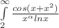 $\int\limits_2^{\infty} \frac{cos(x+x^2)} {x^{\alpha}lnx}$