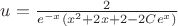 $ u = \frac{2}{e^{-x} (x^2 + 2x + 2 - 2Ce^{x})} $ $ u = \frac{2}{e^{-x} (x^2 + 2x + 2 - 2Ce^{x})} $
