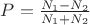 $P=\frac{N_1-N_2}{N_1+N_2}$