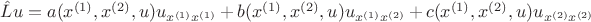 $\hat{L}u = a(x^{(1)}, x^{(2)}, u)u_{x^{(1)}x^{(1)}}+b(x^{(1)}, x^{(2)}, u) u_{x^{(1)}x^{(2)}} + c(x^{(1)}, x^{(2)}, u)u_{x^{(2)} x^{(2)}}$