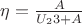 $ \eta = \frac{A}{U_23 + A} $