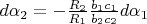 $d\alpha_2 = -\frac{R_2}{R_1} \frac{b_1 c_1}{b_2 c_2} d\alpha_1$