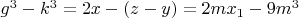 $g^3-k^3=2x-(z-y)=2mx_1-9m^3$