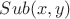 $Sub (x, y)$ $Sub (x, y)$