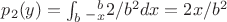 $p_2(y) = \int _b_-_x ^b   2/b^2 dx = 2x/b^2$