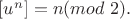 $[u^n]=n(mod \ 2).$