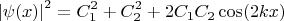 $$\left\lvert\psi(x)\right\rvert^2=C_1^2+C_2^2+2C_1C_2\cos (2kx)$$