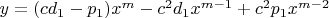 $y=(cd_1-p_1)x^m-c^2d_1x^{m-1}+c^{2}p_1x^{m-2}$