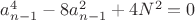 ${a}^4_{n-1}-8{a}^2_{n-1}+4N^2=0$