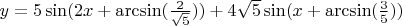 $y=5\sin(2x+\arcsin(\frac{2}{\sqrt5}))+4\sqrt5\sin(x+\arcsin(\frac{3}{5}))$