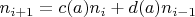 $n_{i+1}=c(a)n_i+d(a)n_{i-1}$