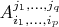 $A_{i_1,\dots,i_p}^{j_1,\dots,j_q}$