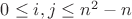 $0\le i,j\le n^2-n$