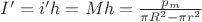 $I'=i' h=M h=\frac {p_m} {\pi R^2-\pi r^2}$
