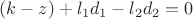 $(k-z)+l_{1}d_{1}-l_{2}d_{2}=0$