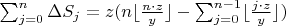 $\sum_{j = 0}^n\Delta S_j= z( n\lfloor\frac{n\cdot z}{y} \rfloor- \sum_{j = 0}^{n-1}\lfloor\frac{j\cdot z}{y} \rfloor )$