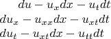 $du - u_xdx - u_tdt \\ du_x - u_{xx}dx - u_{xt}dt \\ du_t - u_{xt}dx - u_{tt}dt$
