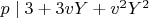 $p \mid 3 + 3 v Y + v^2 Y^2$