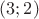 $(3; 2)$