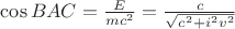 $\cos BAC =  \frac{E}{m c^2} = \frac{c}{\sqrt{c^2 + i^2 v^2}}$