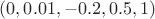 $(0,0.01,-0.2,0.5,1)$