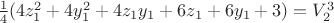 $\frac 14(4z_1^2+4y_1^2+4z_1y_1+6z_1+6y_1+3)=V_2^3$