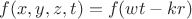 $f(x,y,z,t)=f(wt-kr)$