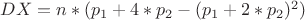$DX = n*(p_1+4*p_2 -(p_1+2*p_2)^2)$