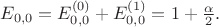 $E_{0,0}=E^{(0)}_{0,0}+E^{(1)}_{0,0}=1+\frac{\alpha}{2}.$
