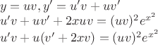 $\\
y=uv,y'=u'v+uv' \\
u'v+uv'+2xuv=(uv)^2e^{x^2}\\
u'v+u(v'+2xv)=(uv)^2e^{x^2}$