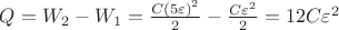 $Q=W_2-W_1=\frac{C(5\varepsilon)^2}{2}-\frac{C\varepsilon^2}{2}=12C\varepsilon^2$