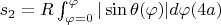 $s_2=R\int_{\varphi=0}^{\varphi}|\sin\theta(\varphi)|d\varphi\eqno(4a) $
