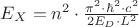 ${E_X} = {n^2} \cdot \frac{{{\pi ^2} \cdot {\hbar ^2} \cdot {c^2}}}{{2{E_D} \cdot {L^2}}}$ ${E_X} = {n^2} \cdot \frac{{{\pi ^2} \cdot {\hbar ^2} \cdot {c^2}}}{{2{E_D} \cdot {L^2}}}$