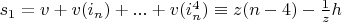 $s_1=v+v(i_n)+...+v(i_n^4) \equiv z (n-4)-\frac{1}{z} h$