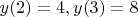 $y(2)=4, y(3)=8$