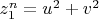 $z_1^{n}=u^2+v^2$