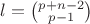 $l=\left(\substack{p+n-2 \\ p-1}\right)$