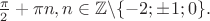 $\frac{\pi}{2} + \pi n, n \in \mathbb{Z} \backslash \{ -2; \pm 1; 0 \}.$