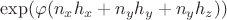 $\exp(\varphi(n_{x}h_{x}+n_{y}h_{y}+n_{y}h_{z}))$