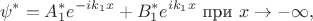 $$\psi^\ast=A_1^\ast e^{-ik_1x}+B_1^\ast e^{ik_1x}\text{ при }x\to-\infty,$$