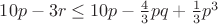 $10p-3r \le 10p-\frac {4}{3} pq+\frac {1}{3} p^3$