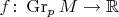 $ f\colon \operatorname{Gr}_p M \to \mathbb R $