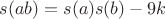 $s(ab) = s(a)s(b) - 9k$