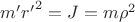 $m' {r'}^2 = J = m \rho^2$