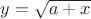 $y=\sqrt{a+x}$