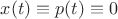 $\[
	x(t) \equiv p(t) \equiv 0
\]$