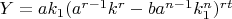 $Y =ak_1(a^{r-1}k^r-ba^{n-1}k_1^n)^{rt}$