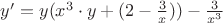 $y' =  y (x^3 \cdot y+ (2 - \frac{3}{x})) - \frac{3}{x^3}$