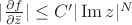$|\frac{\partial f}{\partial\bar{z}}|\le C'|\operatorname{Im} z|^N$